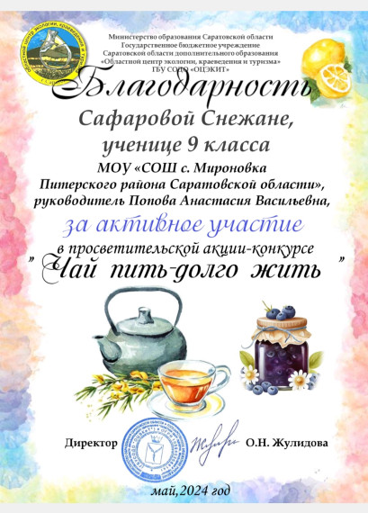 Участие в просветительской акции-конкурсе «Традиции семейного чаепития».